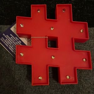 NWT Red Hashtag LED Marquee Light